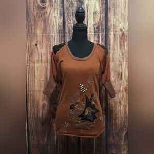 Miss Me Vintage Y2k Beaded Balloon Sleeve Top Womens Size Medium!